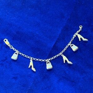 Silver Charm Bracelet with Shoe and Bag Charms